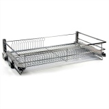 фото 3 -Корзина сушка в НИЖНЮЮ базу 900мм (ДОВОДЧИК СКРЫТЫЙ) с поддоном выдвижная (посудосушитель, KRS06, плоский пруток)