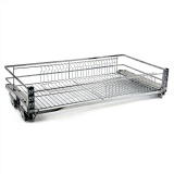 Корзина сушка в НИЖНЮЮ базу 900мм (ДОВОДЧИК СКРЫТЫЙ) с поддоном выдвижная (посудосушитель, KRS06, плоский пруток)