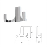 фото 3 -Крючок 2х рожковый ХРОМ (KR 330, скрытый монтаж)