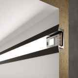 фото 4 -Алюминиевый профиль ЧЕРНЫЙ с экраном для светодиодной ленты (3М, комплект, ВРЕЗНОЙ, 3000*22*7мм)