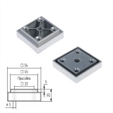 Опора нерегулируемая К-20 квадратная 54х54х20мм пластик Матовый хром
