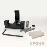 фото 3 -Крючок 2х рожковый ЧЕРНЫЙ матовый квадрат (Hook, скрытый монтаж, VE-133)
