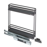 фото 2 -Корзина ПРЕМИУМ в базу 150 с доводчиком ГРАФИТ (боковое крепление, бутылочница, 475*95*486, плоский пруток)