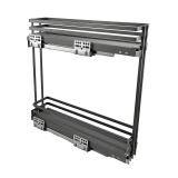 фото 2 -Корзина ПРЕМИУМ в базу 200 с доводчиком ГРАФИТ (боковое крепление, бутылочница, 475*145*486, плоский пруток)