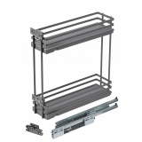 Корзина ПРЕМИУМ в базу 150 с доводчиком ГРАФИТ (боковое крепление, бутылочница, 475*95*486, плоский пруток)