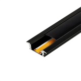 Алюминиевый профиль ЧЕРНЫЙ + ЧЕРНЫЙ экран для светодиодной ленты (комплект, ВРЕЗНОЙ, 2000х22х6мм)